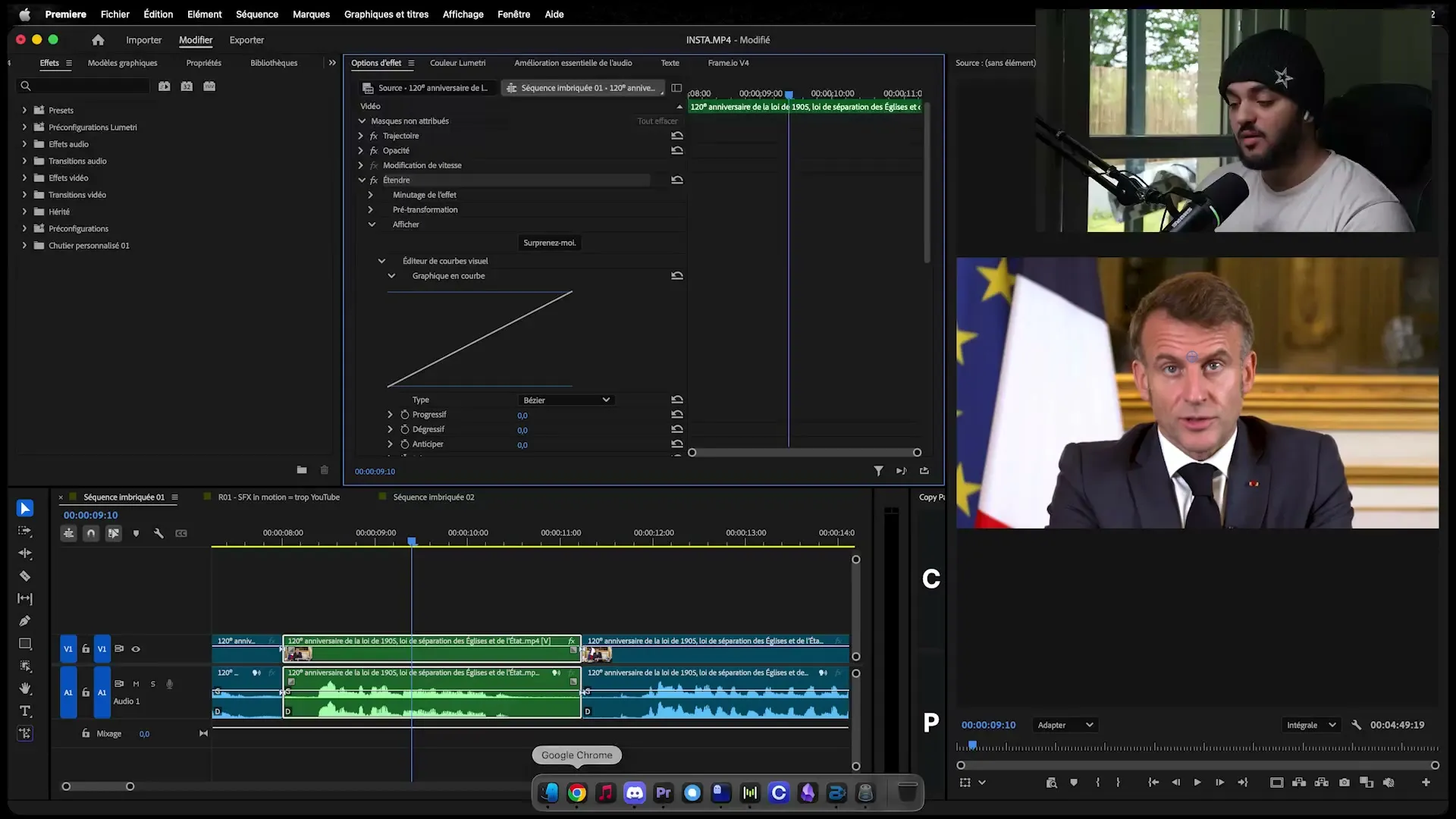 Salah en train de monter dans Premiere Pro